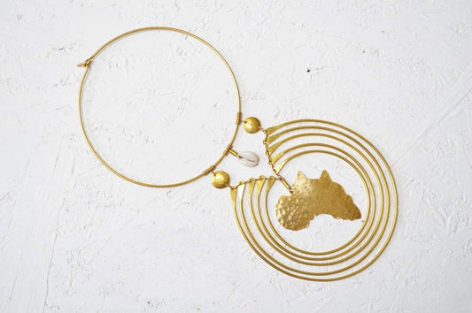 Handmade Brass African Pendant Statement Necklace
