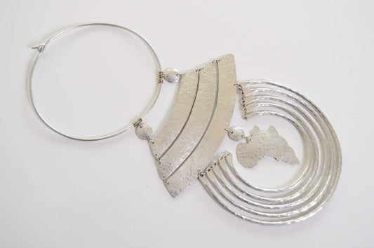 Handmade Silver Aluminum Metal Statement Necklace