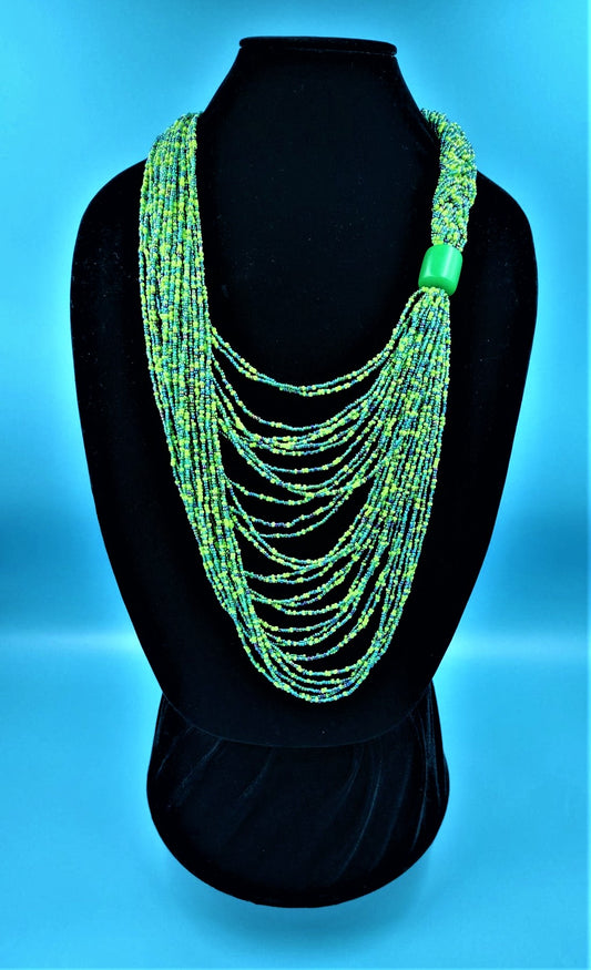 Beaded Chunky Green Necklace Set
