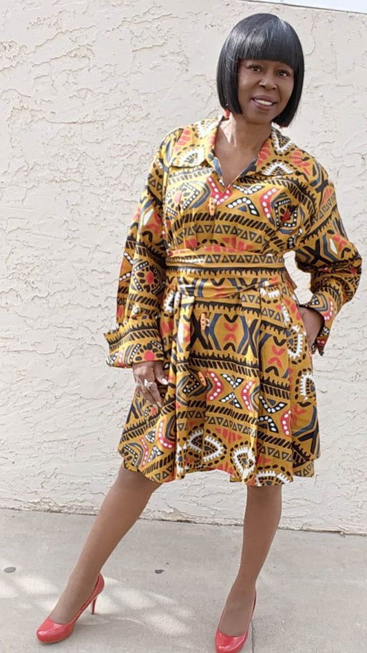 Mid-Length African Print Dress With Pockets